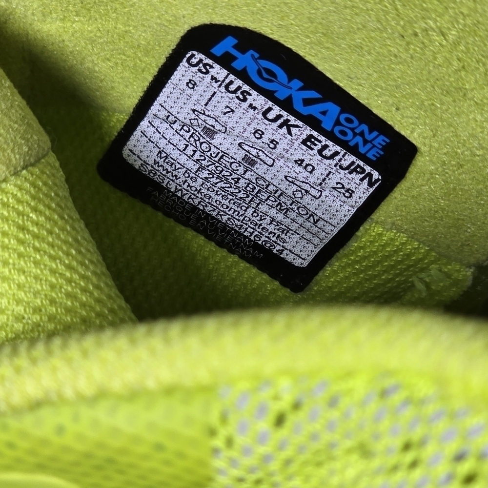 HOKA Project Clifton Butterfly Neon Yellow Evening Primrose Sneakers Running, 8 - Picture 12 of 14